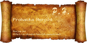 Prohaska Herold névjegykártya